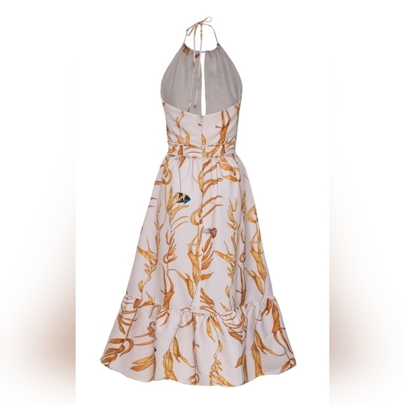 Andres Otalora - La Vara Coral Print Cotton-Poplin Halter Midi Dress - Picture 3 of 11